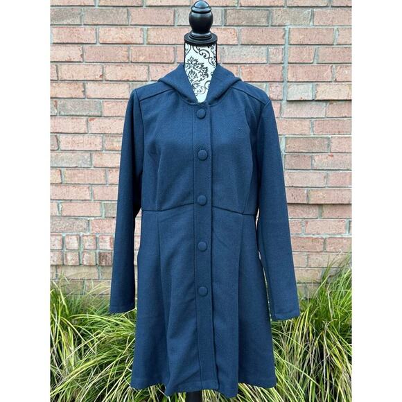torrid Jackets & Blazers - GUC Torrid Blue Hooded Peacoat Size 1 or US 14-16